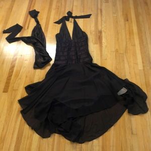 BCBGMAXAZRIA Dress Silk, Dark Brown with Sash